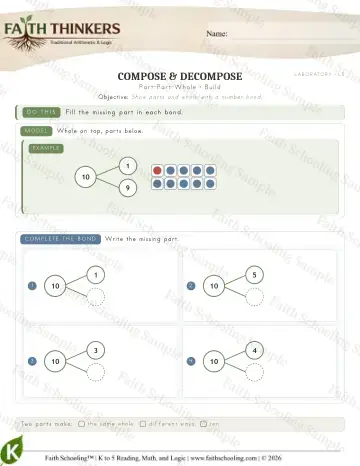 Kindergarten math worksheet — Part-Part-Whole. Partpartwhole (Practice 4)
