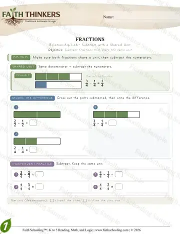 1st Grade math worksheet — Fractions (Practice 2)