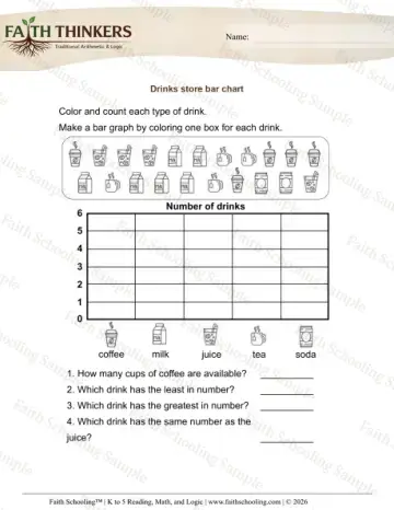 1st Grade math worksheet — Bar Graphs. Bar Charts 2