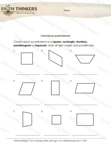 4th Grade math worksheet — Classifying Shapes. Geometry Classifying Quadrilaterals 5