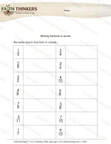 2nd Grade math worksheet — Reading and Writing Fractions. Fractions Writing Words 4