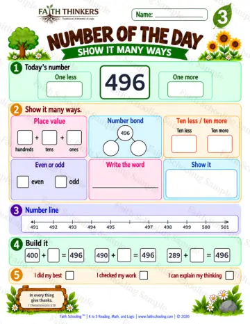 3rd Grade math worksheet — Number Of The Day Practice 9