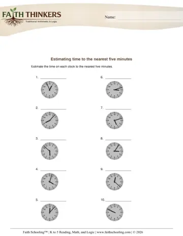 Estimating Time 5 Minutes 2