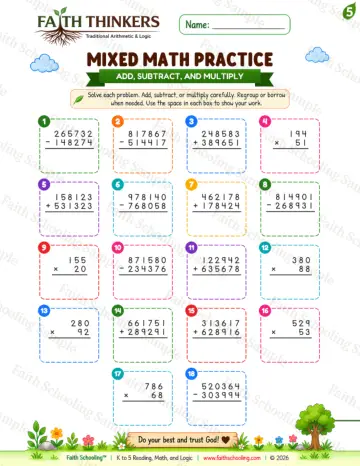5th Grade math worksheet — Summer Mixed Practice 7