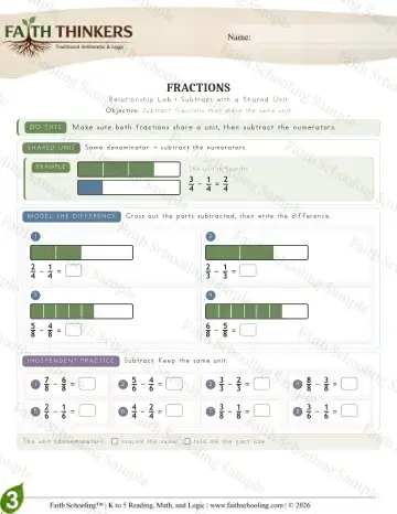 3rd Grade math worksheet — Fractions (Practice 6)