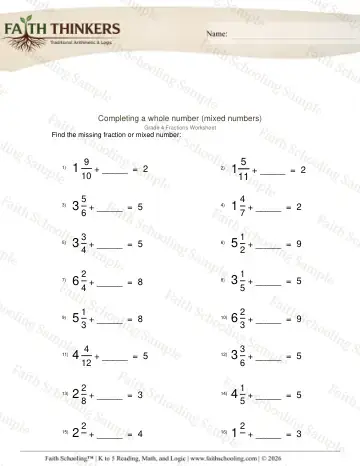 4th Grade math worksheet — Adding Fractions. Adding Mixed Numbers 2