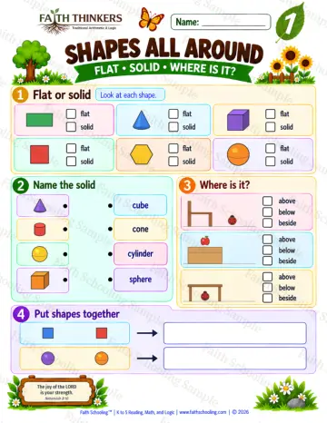 1st Grade math worksheet — Shapes All Around Practice 7