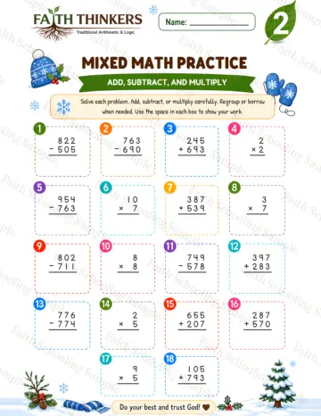 2nd Grade math worksheet — Winter Mixed Practice 9