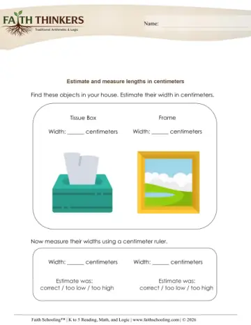 Measurement Estimating Length Cm 7