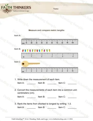 5th Grade math worksheet — Comparing and Estimating. Measure Compare Lengths 5