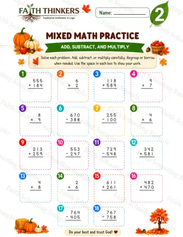 2nd Grade math worksheet — Fall Mixed Practice 4