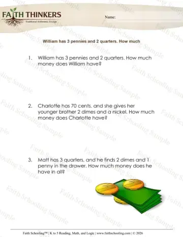 1st Grade math worksheet — Counting Money Word Problems 6