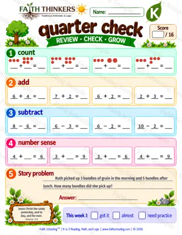 Kindergarten math worksheet — Mixed Review and Mastery Practice 6
