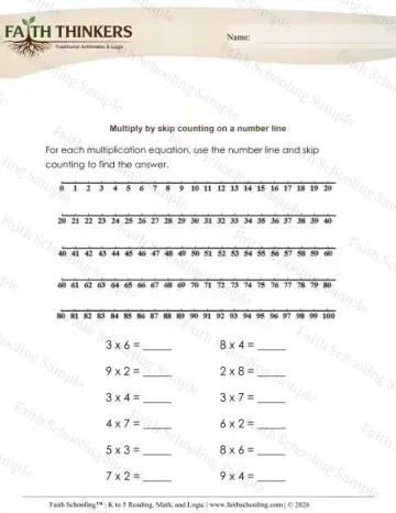 3rd Grade math worksheet — Mixed Practice. Multiply Number Line 4