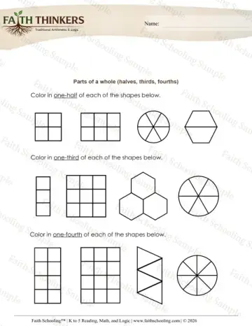 2nd Grade math worksheet — Attributes of Shapes. Geometry Parts Whole 3