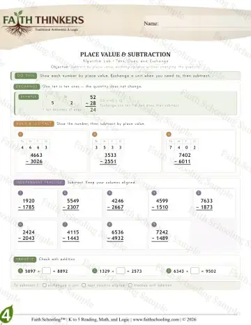 4th Grade math worksheet — Place Value (Practice 5)