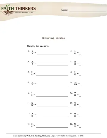 Simplifying Fractions 1