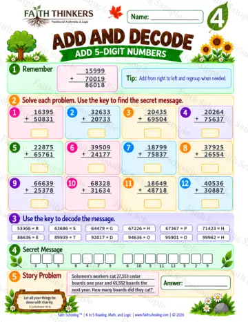 4th Grade math worksheet — Addition with Regrouping Practice 9