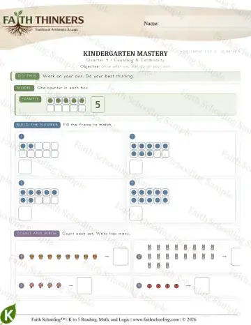 Kindergarten math worksheet — Counting Cardinality 1 (Practice 9)