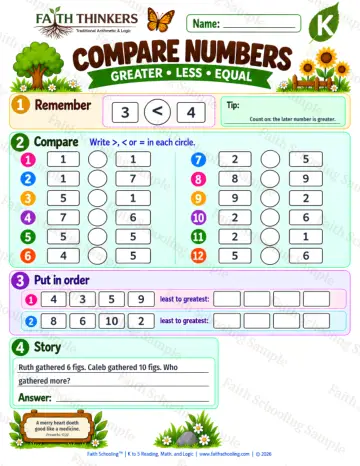 Kindergarten math worksheet — More, Fewer, and the Same Practice 8
