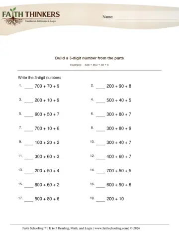 Grade 2 Math: Writing Reading Numbers — worksheet preview
