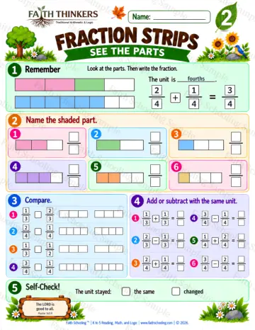 2nd Grade math worksheet — Fractions Practice 5