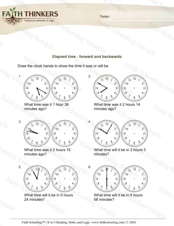 3rd Grade math worksheet — Elapsed Time 1 Minute Increments 7