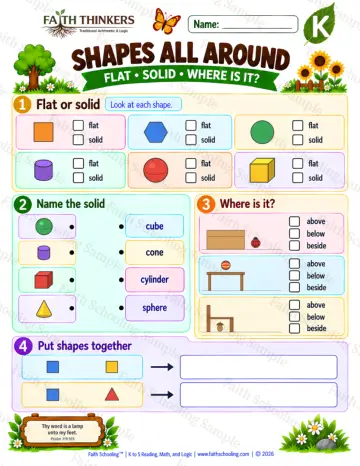 Kindergarten math worksheet — Shapes All Around Practice 8