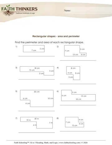 Geometry Rectangular Shapes Area Perimeter 11