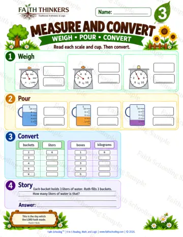 3rd Grade math worksheet — Measurement Units Practice 7