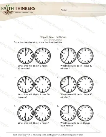 2nd Grade math worksheet — Elapsed Time Forward Hours 5