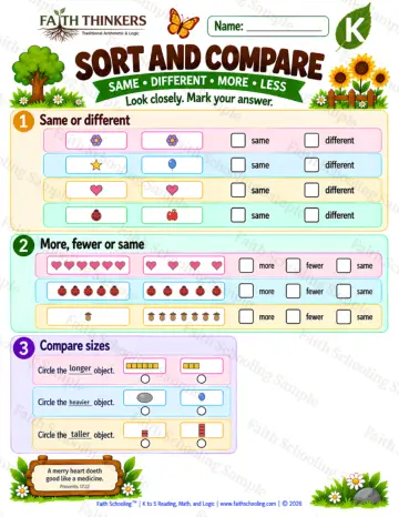 Kindergarten math worksheet — Matching and Classifying Practice 5