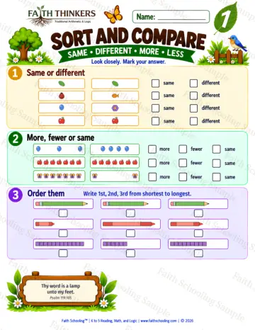 1st Grade math worksheet — Comparing and Ordering Sizes Practice 4