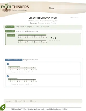 Kindergarten Math: Measurement Comparison — worksheet preview