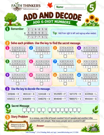 5th Grade math worksheet — Addition with Regrouping Practice 6
