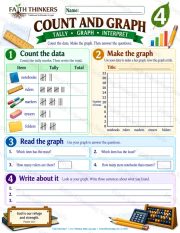 4th Grade math worksheet — Data Practice 6