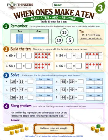 3rd Grade math worksheet — When Ones Make A Ten Practice 9