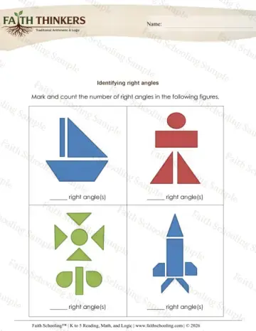 3rd Grade math worksheet — Geometry Right Angles 4