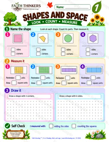 1st Grade math worksheet — 2D Shapes Practice 9