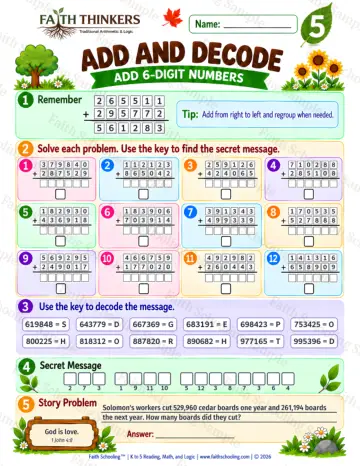 5th Grade math worksheet — Addition with Regrouping Practice 5