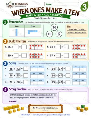 3rd Grade math worksheet — When Ones Make A Ten Practice 4