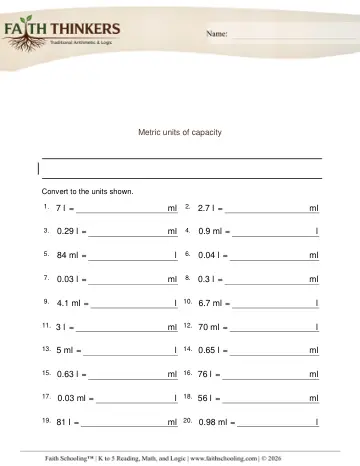 Converting Capacity Metric 1