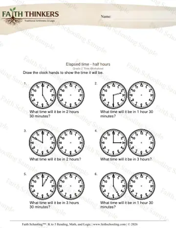 2nd Grade math worksheet — Elapsed Time Forward Hours 3
