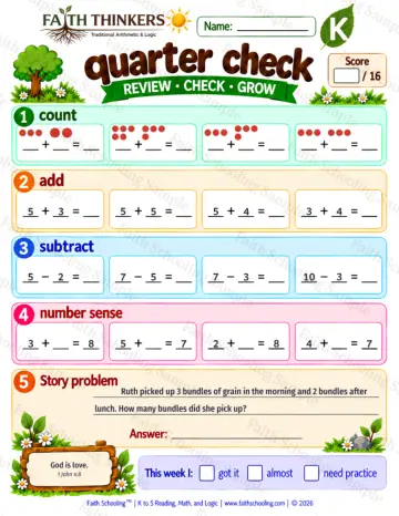 Kindergarten math worksheet — Mixed Review and Mastery Practice 8