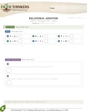 Addition Strategy Paths (Practice 1)