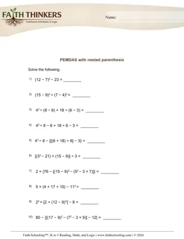 PEMDAS Nested Parenthesis 5