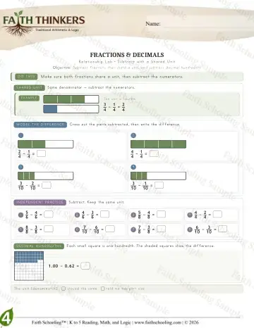 4th Grade math worksheet — Fractions (Practice 8)