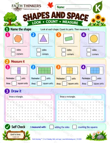 Kindergarten math worksheet — Geometry and Shapes Practice 5