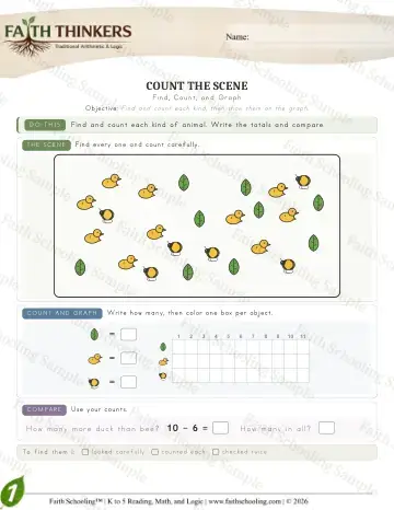 1st Grade math worksheet — Interactive & Puzzles - Countscene (Practice 3)
