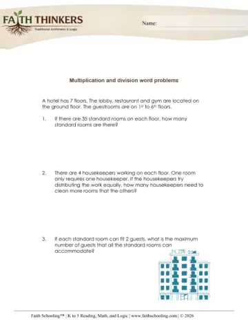 Grade 4 Math: Word Problems — worksheet preview